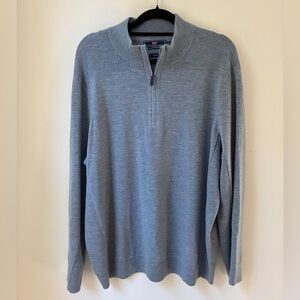 Vineyard Vines Gray/Blue 100% Moreno Wool 1/4 Zip Sweater - Men’s XL